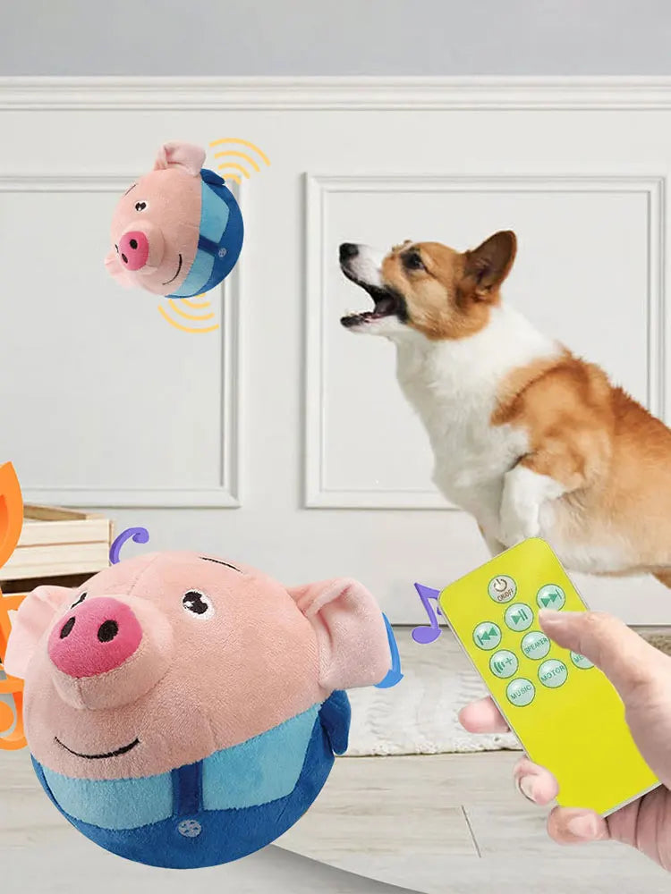 Cartoon Pig Active Moving Pet Plush Toy Washable Talking Moving Dog Ball Toy Pet Bouncing Balls for Dogs Cats