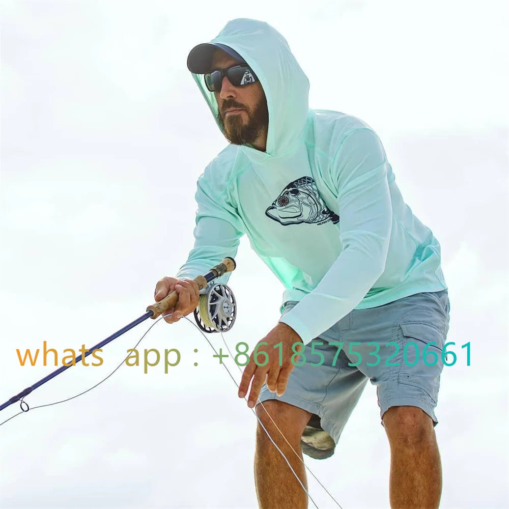 Summer Fishing Clothing Men Long Sleeve Hoodie Fishing Shirts Camisa De Pesca Uv Protection Hoody Sweatshirt Uv Protection Shirt