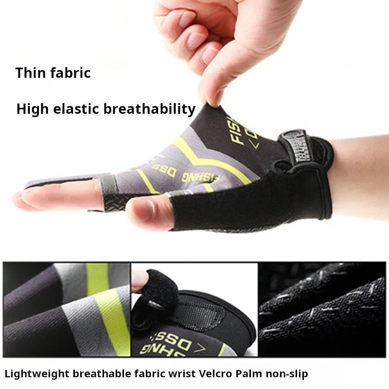 Ice Silk Fishing Gloves Breathable Thin Sun Protection Anti-Slip Routes for Angling