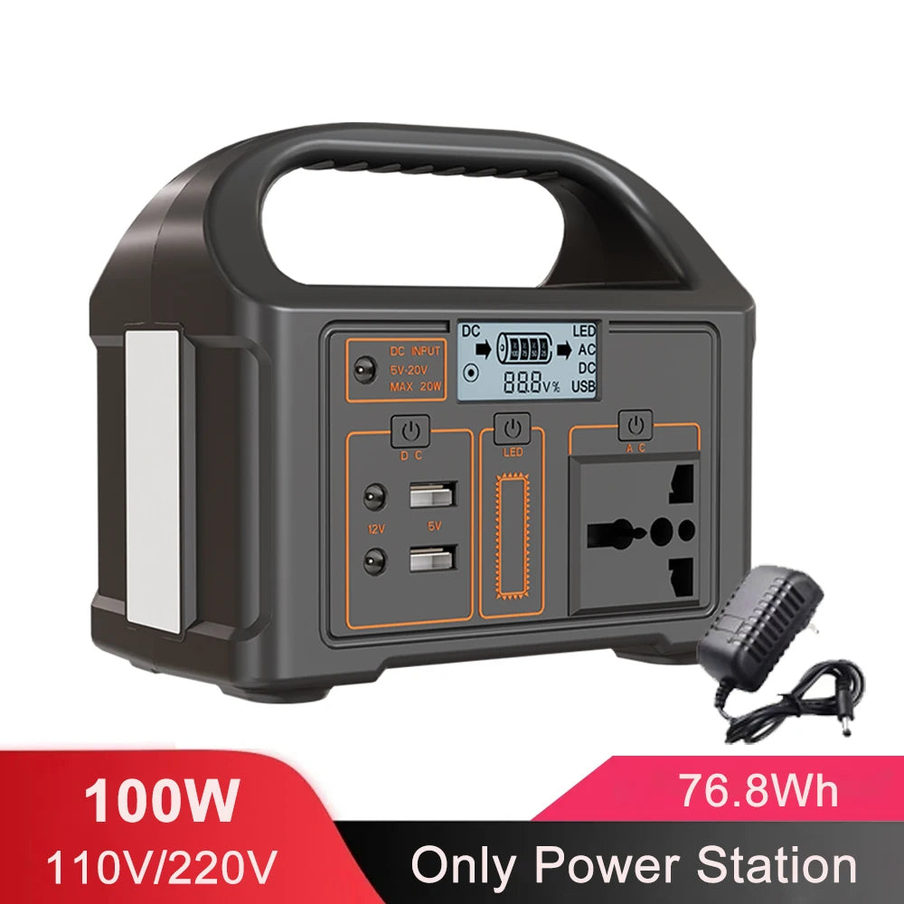 500W/300W/100W 460Wh/230Wh/76Wh LiFePO4 Portable Power Station Mobile Power Supply Solar Generator Built-in BMS 220V for Camping