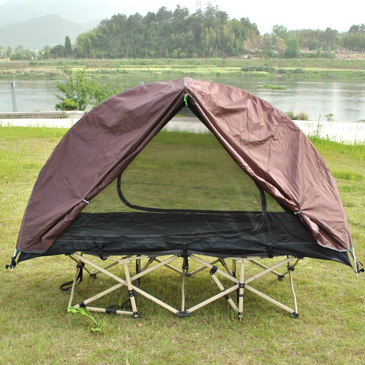 Waterproof and Windproof 1 Person Tent, Camping Tent,Aluminum Pole Backpacking Tent Can Be Cot Bed Tent Not Include the Bed