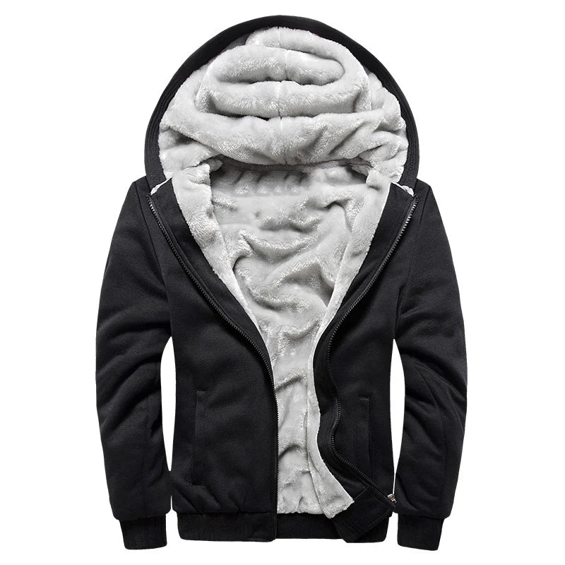 Winter Warm Sherpa Lined Coat for Men Heavyweight Plush Fleece Jackets Outwear Long Sleeve Zip Up Hoodie Sweatshirt Tops Outfits