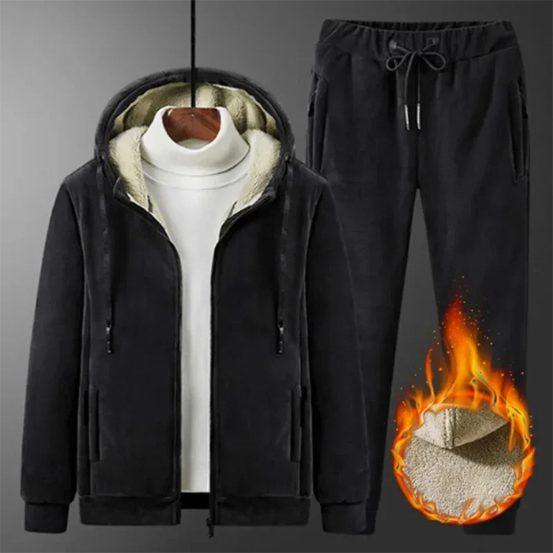 Winter Lambwool Tracksuit Piece Sets Warm Thicken Fleece Joggers Pants Outfits Casual Womens Plush Hooded Sweatshirts Conjuntos