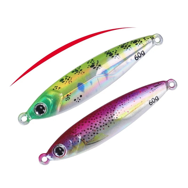 Luminous Tungsten Metal Jig 80g/60g/40g/30g Fishing lure quickly sinking jig bait