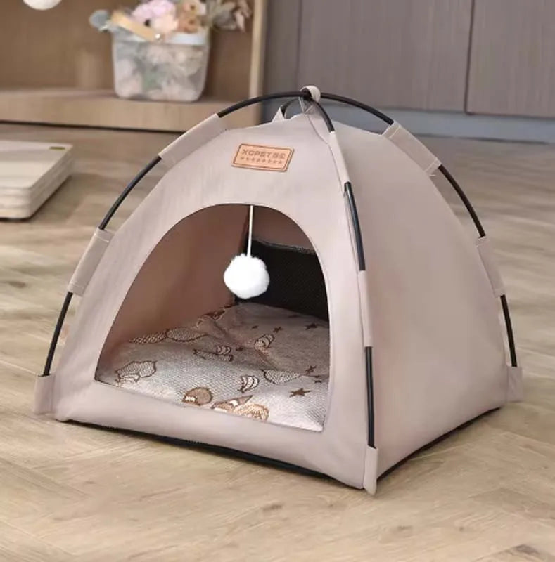 The pet tent is comfortable, breathable, scratch-resistant and wear-resistant, universal in all seasons, odorless and washable.