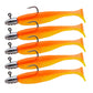 5Pcs/Lot T-tail Soft Fishing Bait Matched With Jig Head Hooks Artificial Wobblers Swimbait Fishing Tackles For Bass Pike Pesca