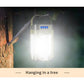 Solar powered outdoor portable camping light, solar rechargeable foldable lighting, large capacity multifunctional tent light