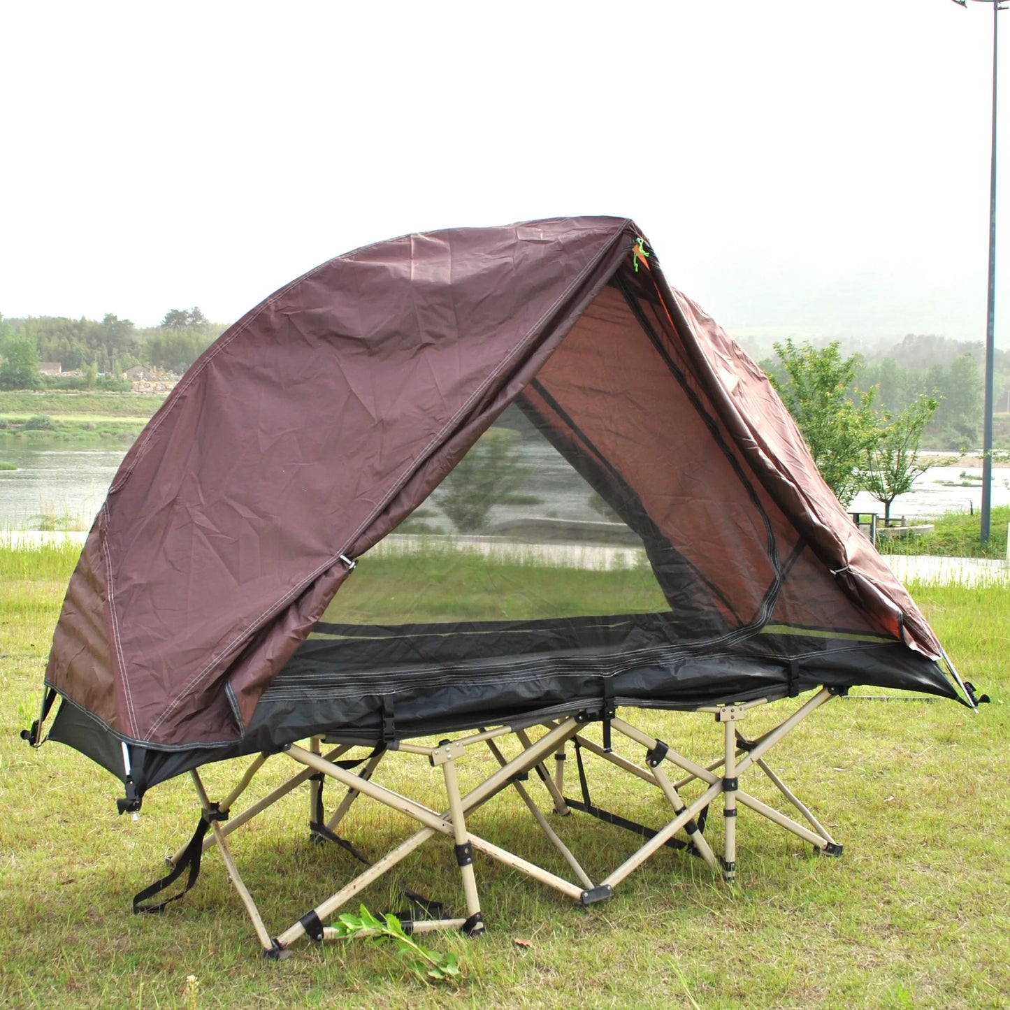 Waterproof and Windproof 1 Person Tent, Camping Tent,Aluminum Pole Backpacking Tent Can Be Cot Bed Tent Not Include the Bed