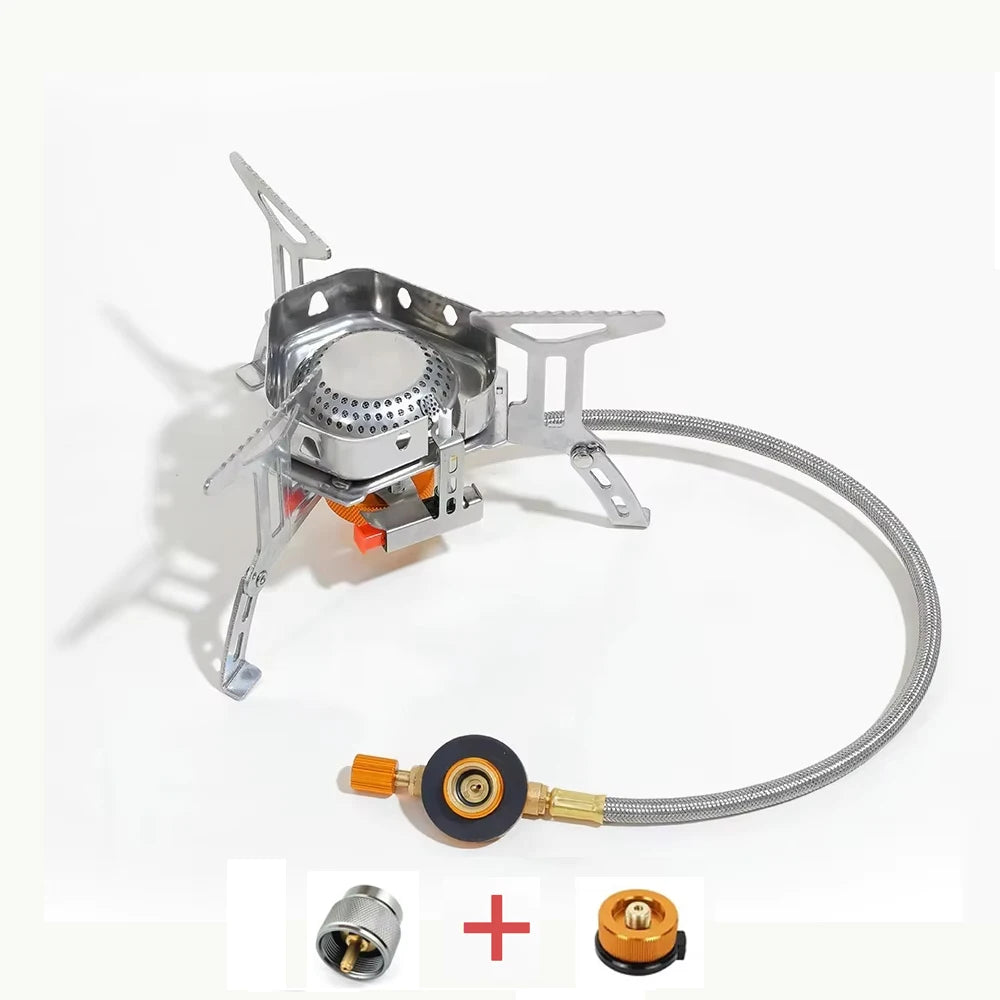 3000W Camping Gas Stove Picnic Burner Hiking Fishing Gas Burner Backpacking Small Furnace Outdoor Camp Travel Kitchen Cookware