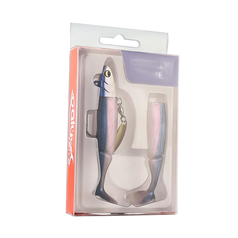 TAIYU Hot Sale Fishing Lures 20g Jig Head T-tail Silicone Soft Lure Wobbler Metal Spinner Spoon Bait For Pike Trout Bass Fishing