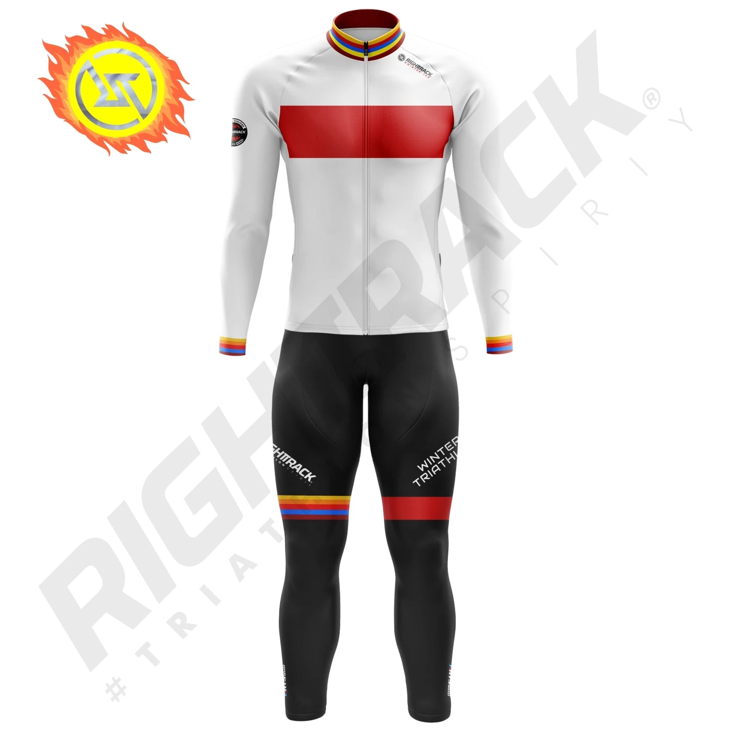 Pro Winter Triathlon Trisuit Thermal Fleece Long Sleeve Skinsuit Skiing Cycling Running Skating RIGHTTRACK Sports Apparel