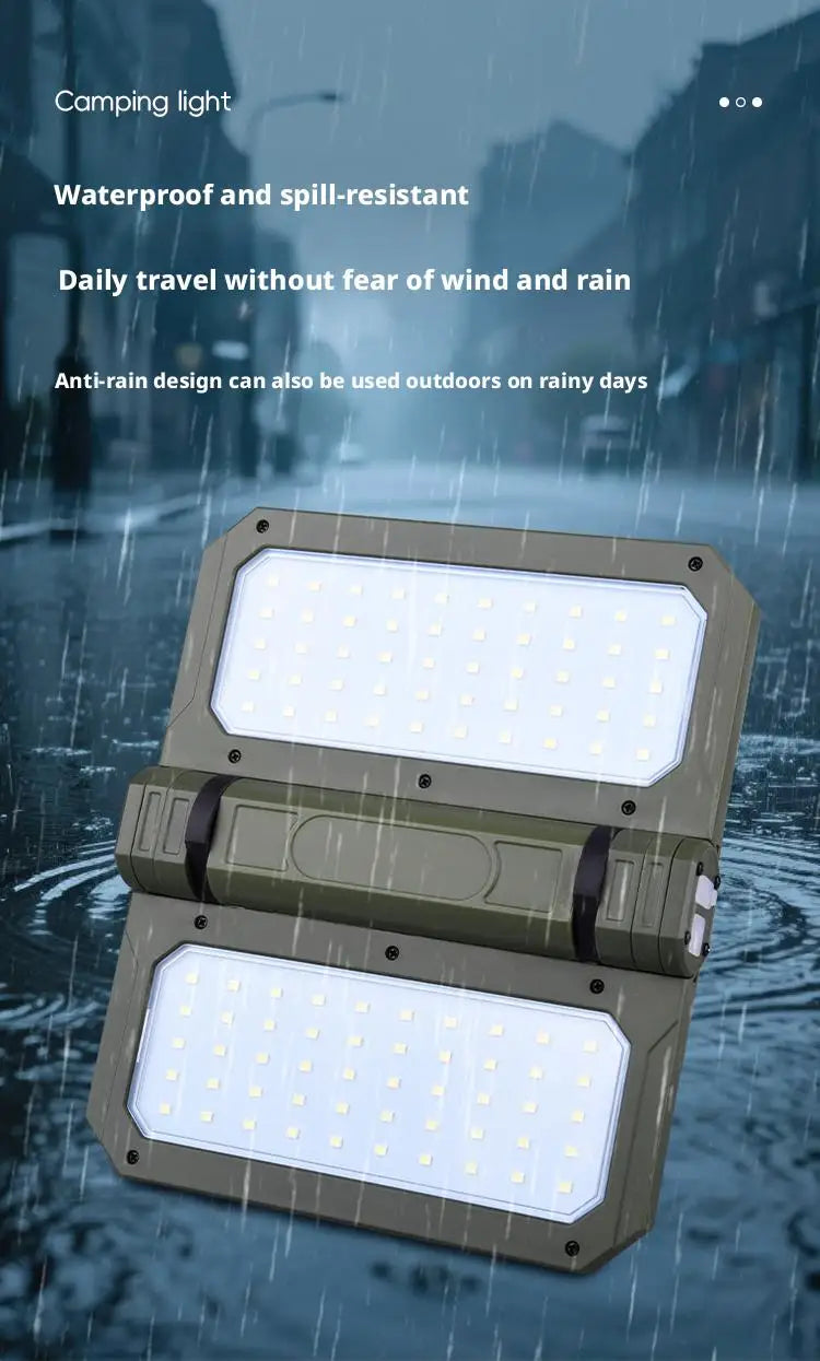 Solar Powered Portable Camping Light with Strong Magnetic Base for Home Emergency Construction Site Outdoor Work Lamp