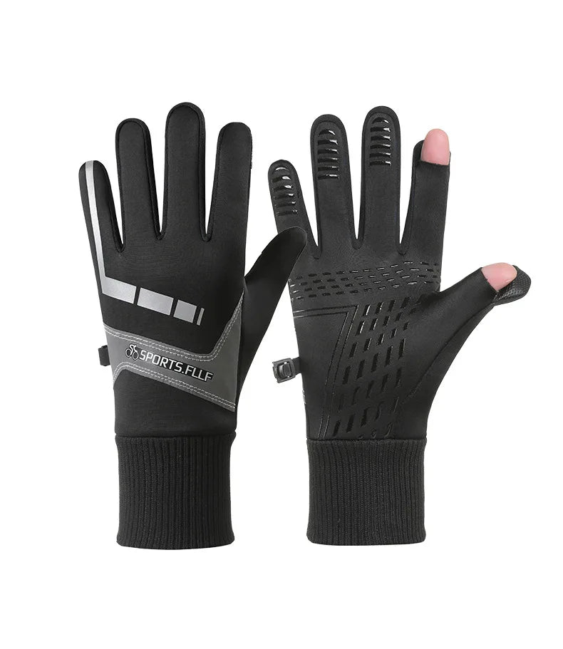 Winter Motorcycle Gloves Fishing Electric Bike Warm Fleece Full Finger Non-slip Touchscreen Waterproof Wear-resistant Lures Men