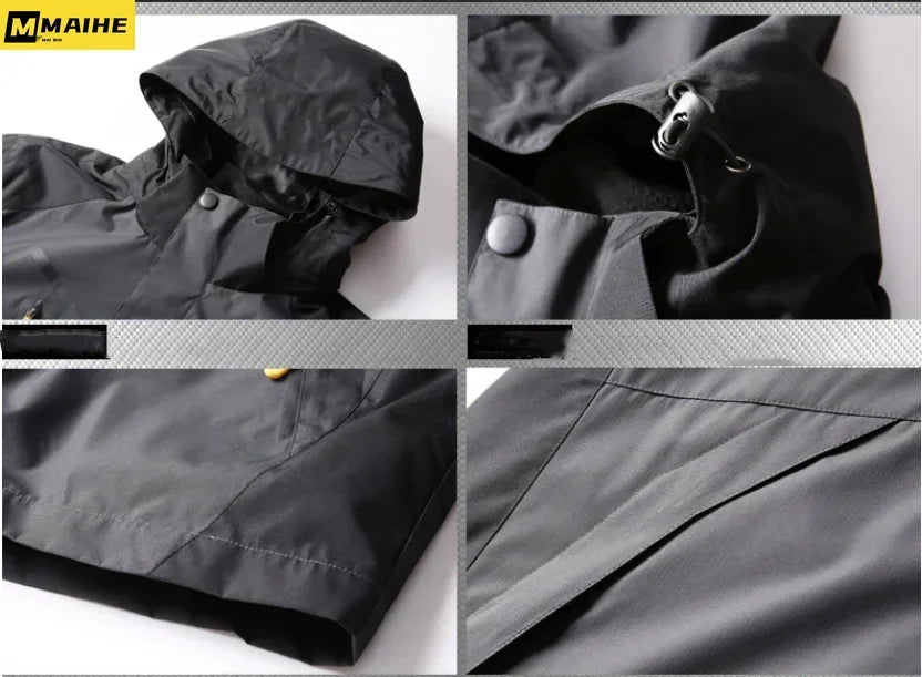 Winter 2 In 1 Warm Jacket Sportwear Ski Camping Coat Softshell Waterproof Outdoor Jacket Men Windbreaker Climbing Hiking Coats