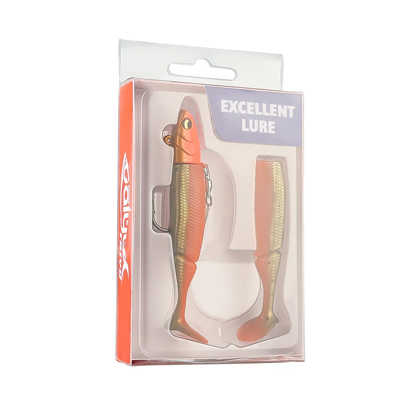 TAIYU Hot Sale Fishing Lures 20g Jig Head T-tail Silicone Soft Lure Wobbler Metal Spinner Spoon Bait For Pike Trout Bass Fishing