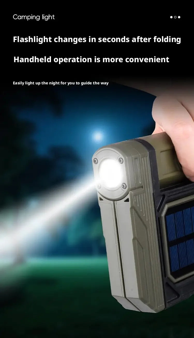 Solar Powered Portable Camping Light with Strong Magnetic Base for Home Emergency Construction Site Outdoor Work Lamp