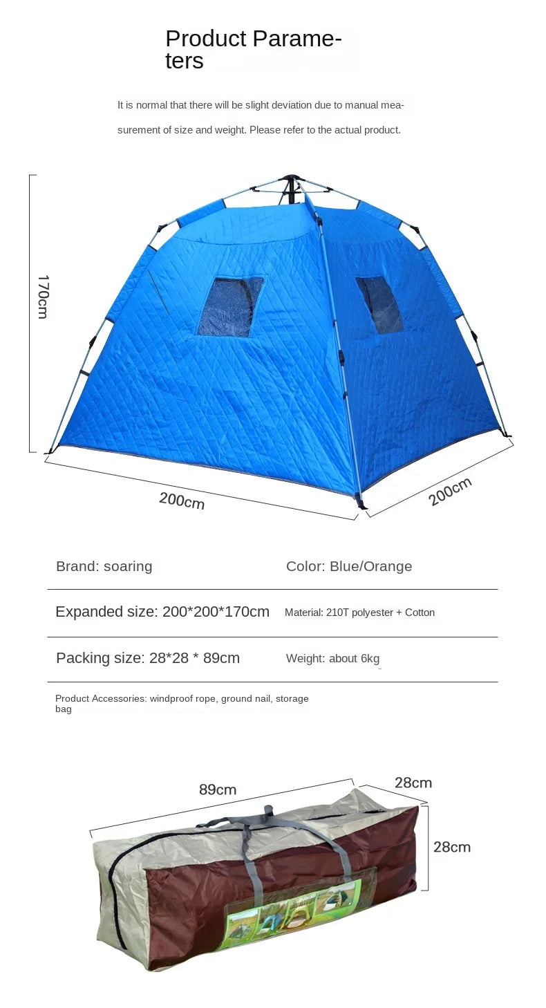 Portable Ice Fishing Shelter Easy Set-up Waterproof  Windproof Winter Tent for Outdoor Camping Hiking Cold Weather Protection