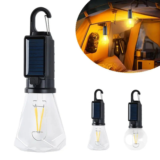 Solar Powered Camping Light Portable Led Outdoor Yard Tent Hanging Light Solar Lantern For Emergency Waterproof Rechargeable