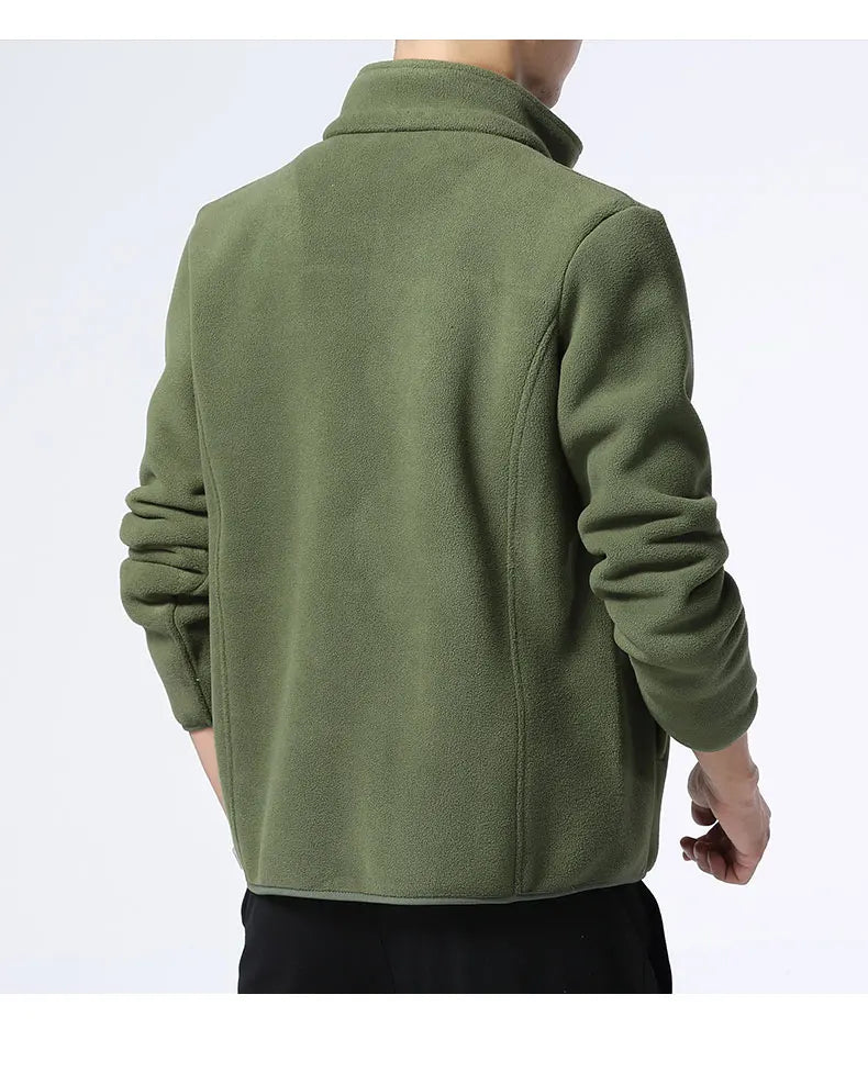 Winter fleece hiking jacket windbreaker for men Sportswear Wool lining thickened warm men's coat plus size overcoat