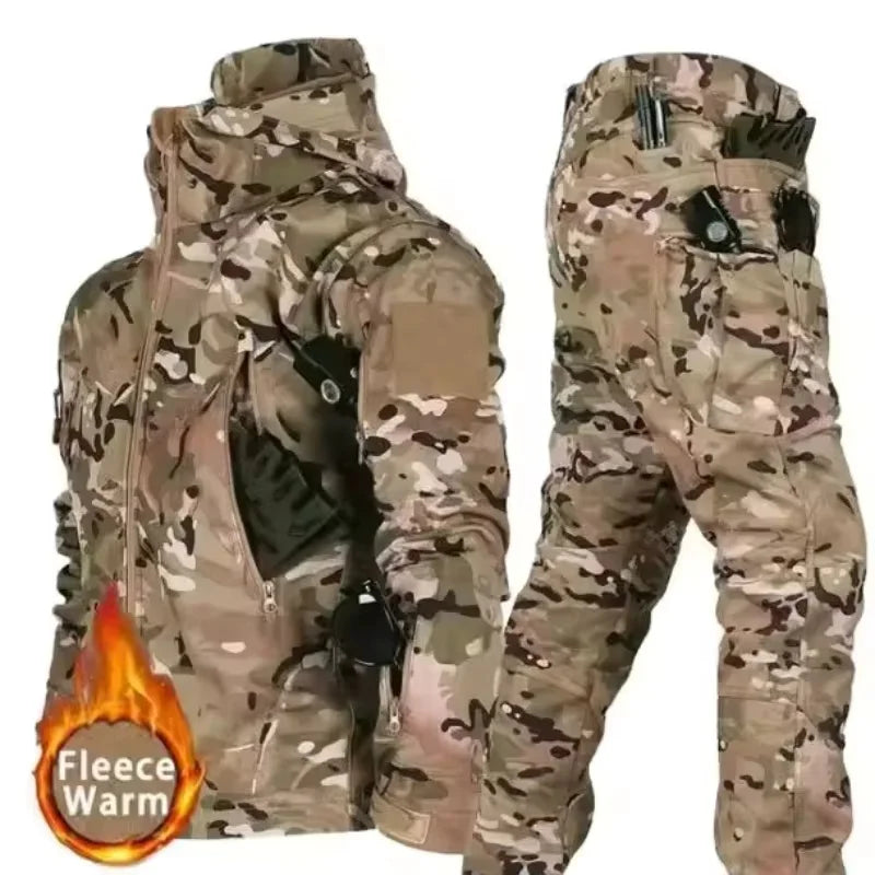 Winter autumn fleece warm waterproof suit men's jacket tactical outdoor hiking fishing camping sportswear jacket