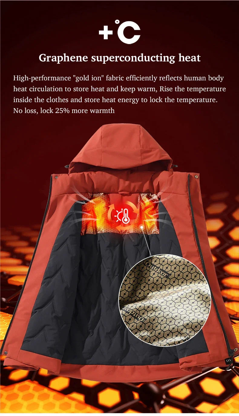 Winter Warm Waterproof Cotton Padded Jacket Men's Hiking Climbing Trekking Skiing Rain Parka Coat Men Windproof Windbreaker Coat