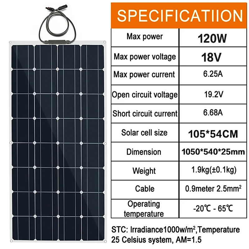 2000W solar panel, 18V flexible solar panel, efficient portable power supply, emergency charging, boat energy vehicle, household