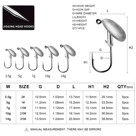 Tumbler Jig Head Hook 3.5g 5g 7g 10g 14g Fishing Hook Jigging Lure Hard Bait Soft Worm Fishhook Jig Hook For Fishing