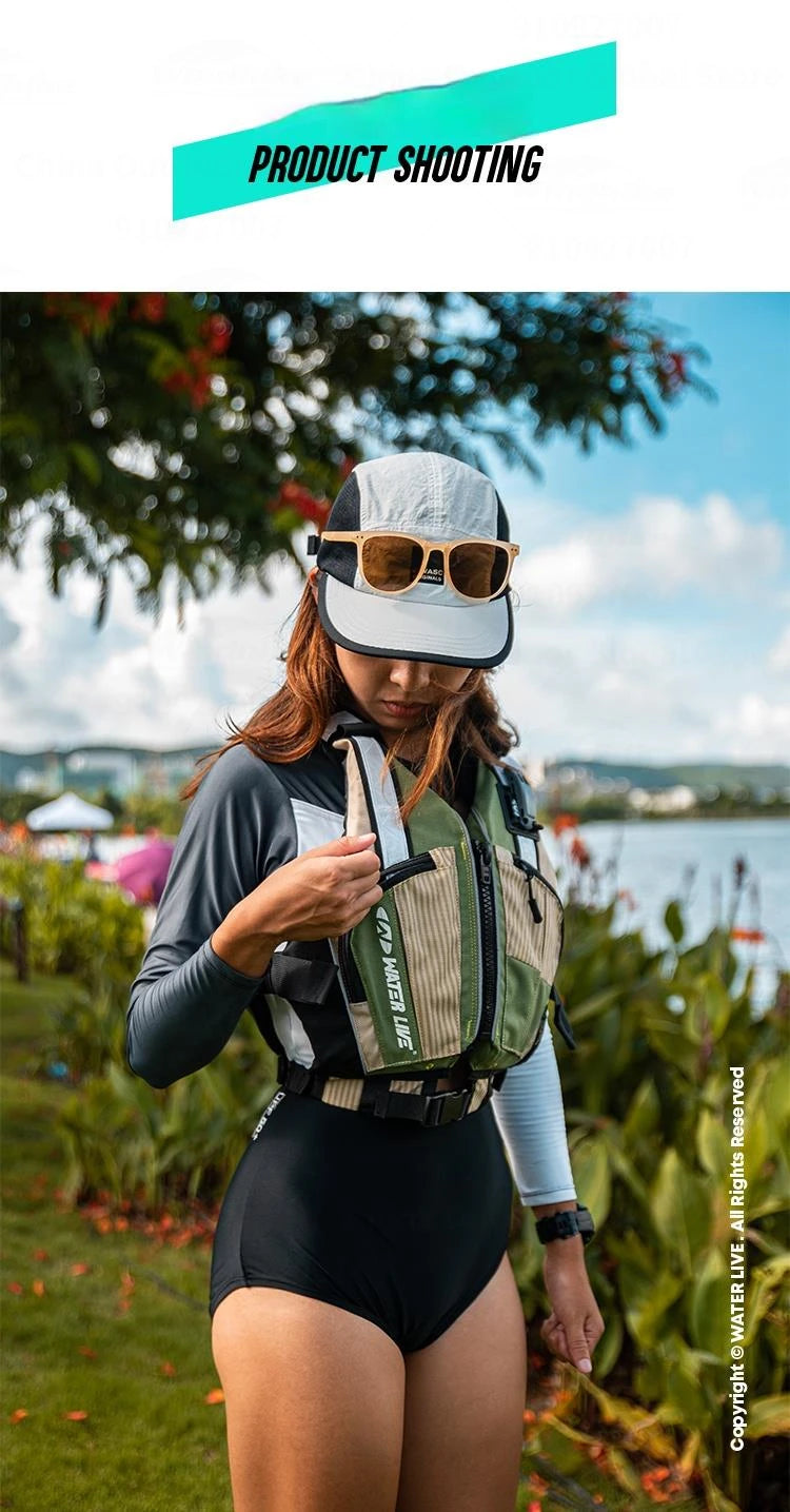 WATER LIVE Life Jacket Buoyancy Vest Safety for Water Sports Fishing Boating Drifting Swimming PVC Foam Chest Pack Adjustable