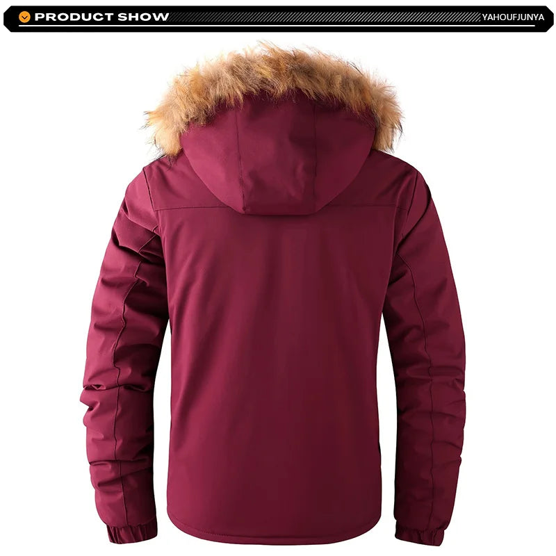 New Winter Men Outwear Fleece Warm Removable Hooded Hiking Jacket Men Outdoor Windproof Casual Fashion Jacket Coat Male Clothing