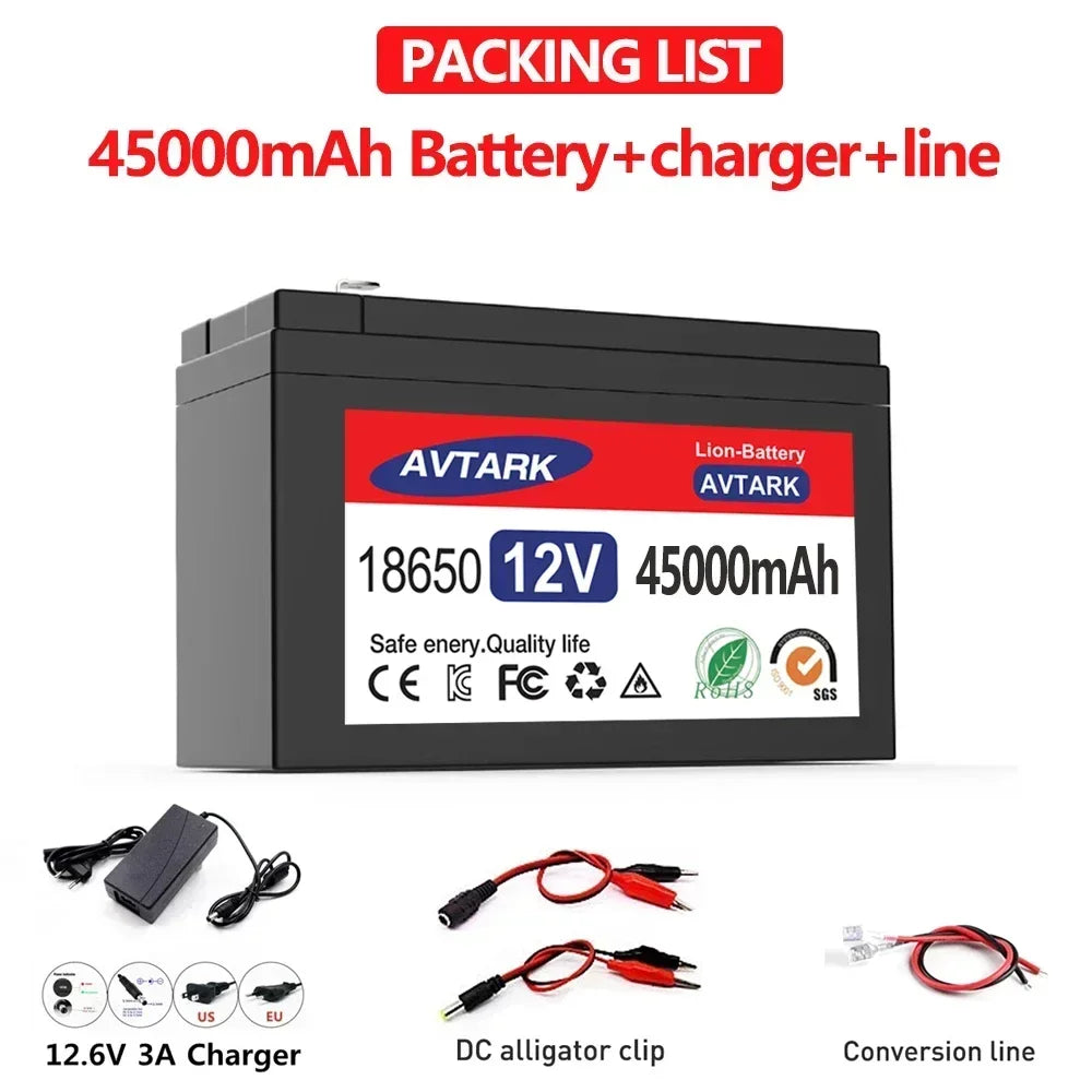 bateria lifepo4 12v 45Ah 50Ah 100Ah 120Ah Pack Lithium Iron Phosphate Batteries Built-in BMS For Solar Boat+12.6V Charger