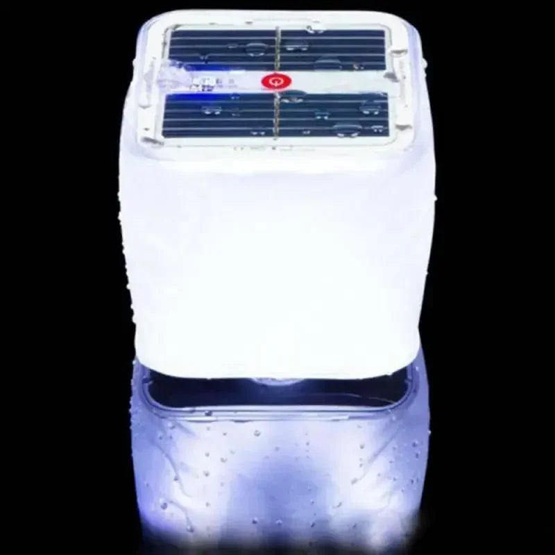 Solar Power Inflatable Camping Lights Outdoor LED Lamp Frosted Square Solar Panel Shed Light Emergency Hiking Lighting