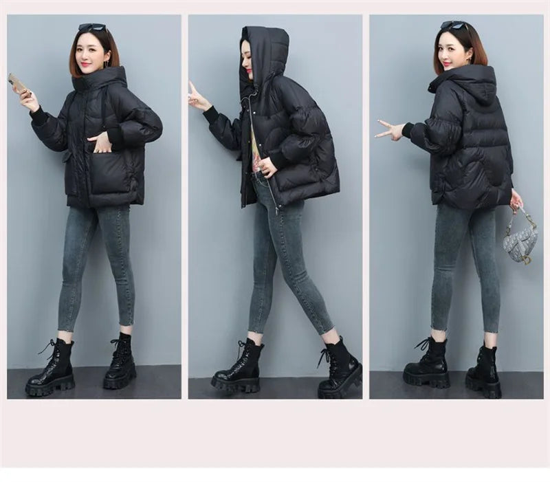 Winter Clothes Women Basic Jackets Warm Thick Down Cotton Jacket Female Short Hooded Fashion Padded-Cotton Jacket Parkas Mujer 2