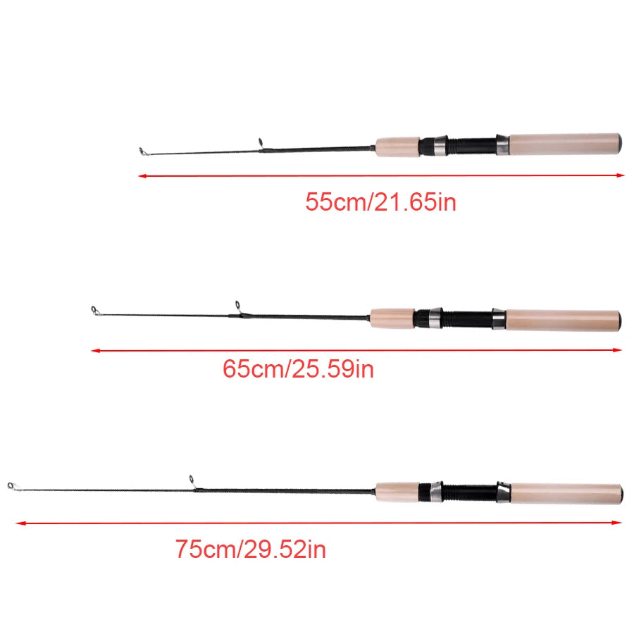 FISH KING Ice Fishing Rod Winter Short Fiber Telescopic Pole Portable Fish Trackle Accessories for Freshwater Saltwater