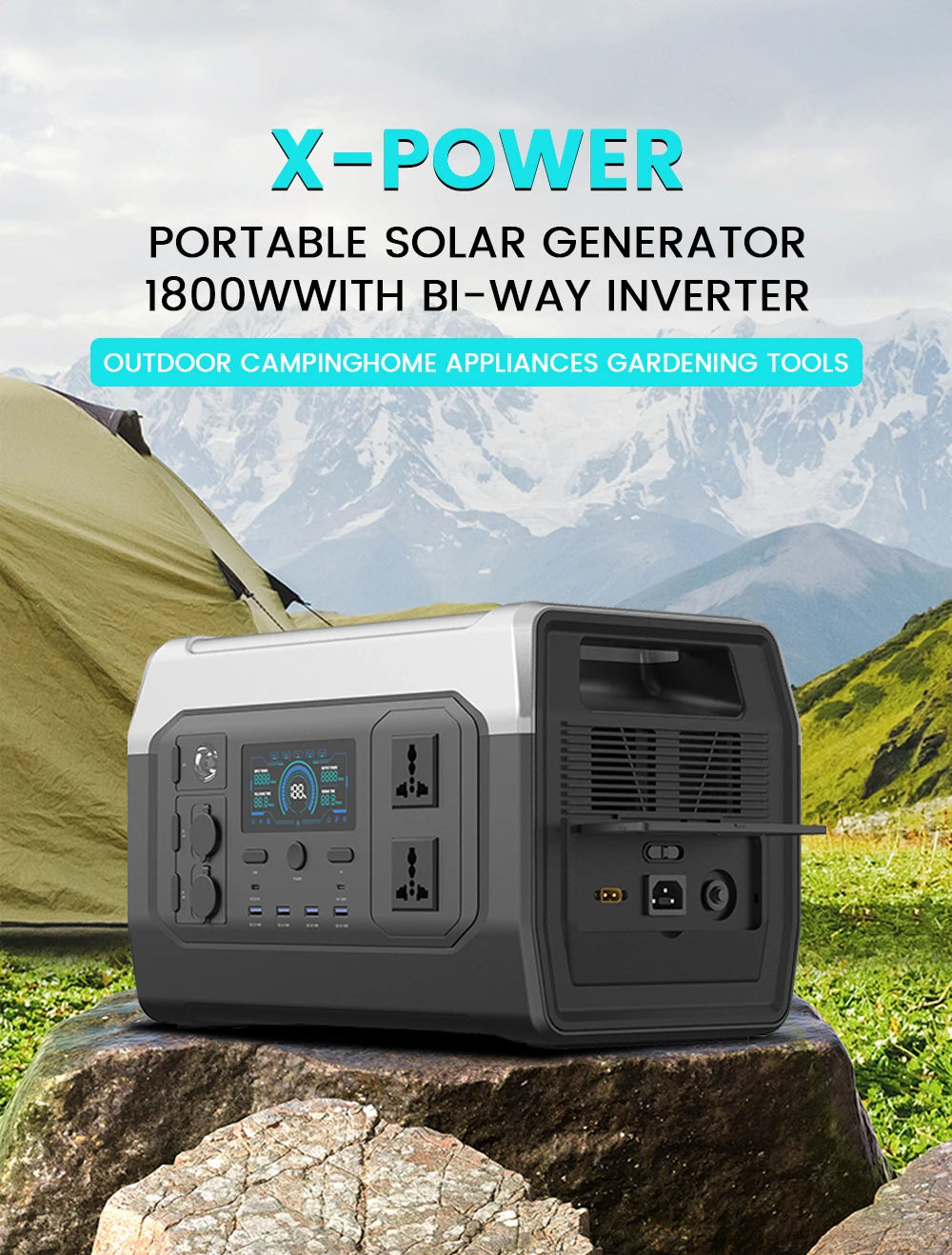 CTOLITY Factory XP1000 1024WH Outdoor Solar Generator 1800W Portable Power Station 200W 20.5V Solar Panel Solar Energy Systems