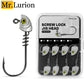 MrLurion 15pcs/Box 3.5g 5g 7g 10g 14g Screw lock jigging head fishing lure baits ,soft worm lure fishhook wobblers with 3D eyes