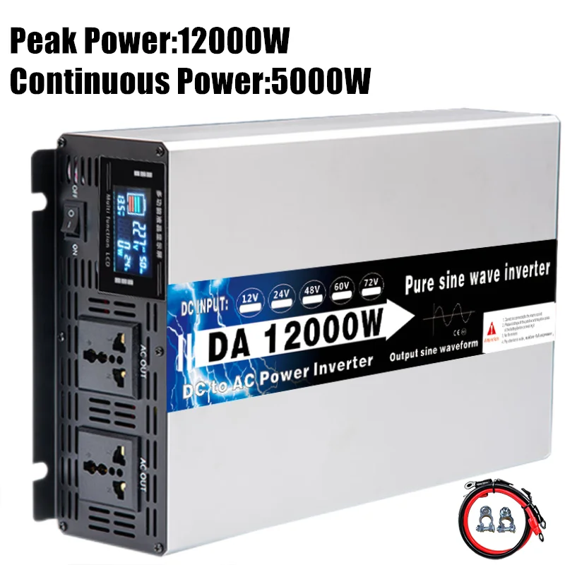 Solar Inverter 8000W 10000W 12000W Power Pure Sine Wave Inverters Inversor 24v 110v Onda Pura 12v 48v 220v Car Voltage Converter