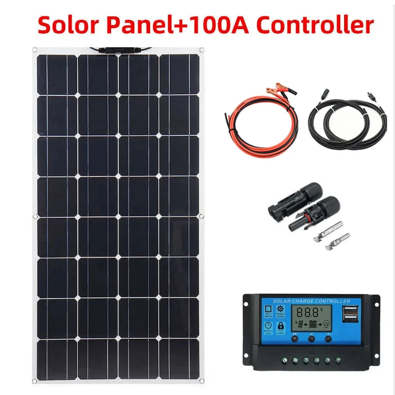 2000W solar panel, 18V flexible solar panel, efficient portable power supply, emergency charging, boat energy vehicle, household