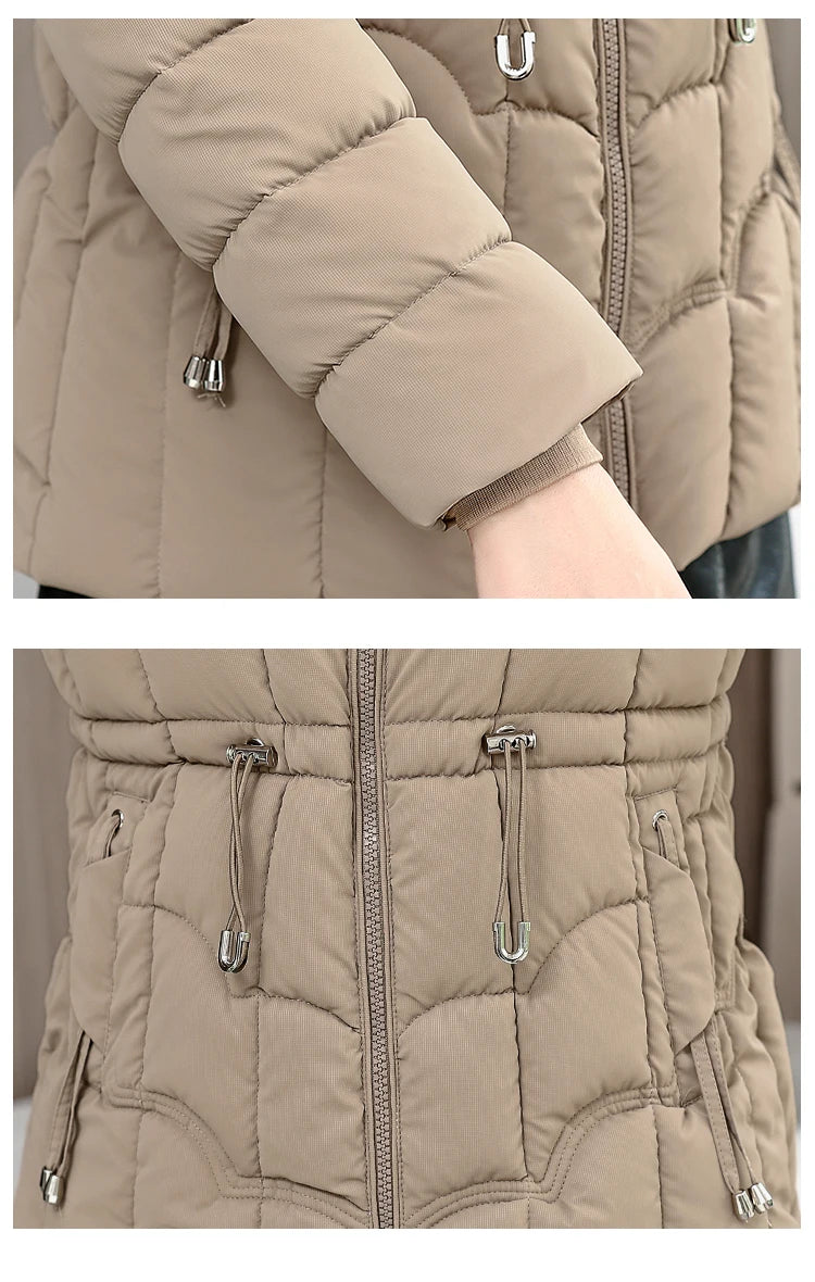 Winter 2025 New Down Jacket Women Parkas Fashion High-Quality Warm Cotton Padded Coat Ladies Short Overcoat Hooded Overwear Tops