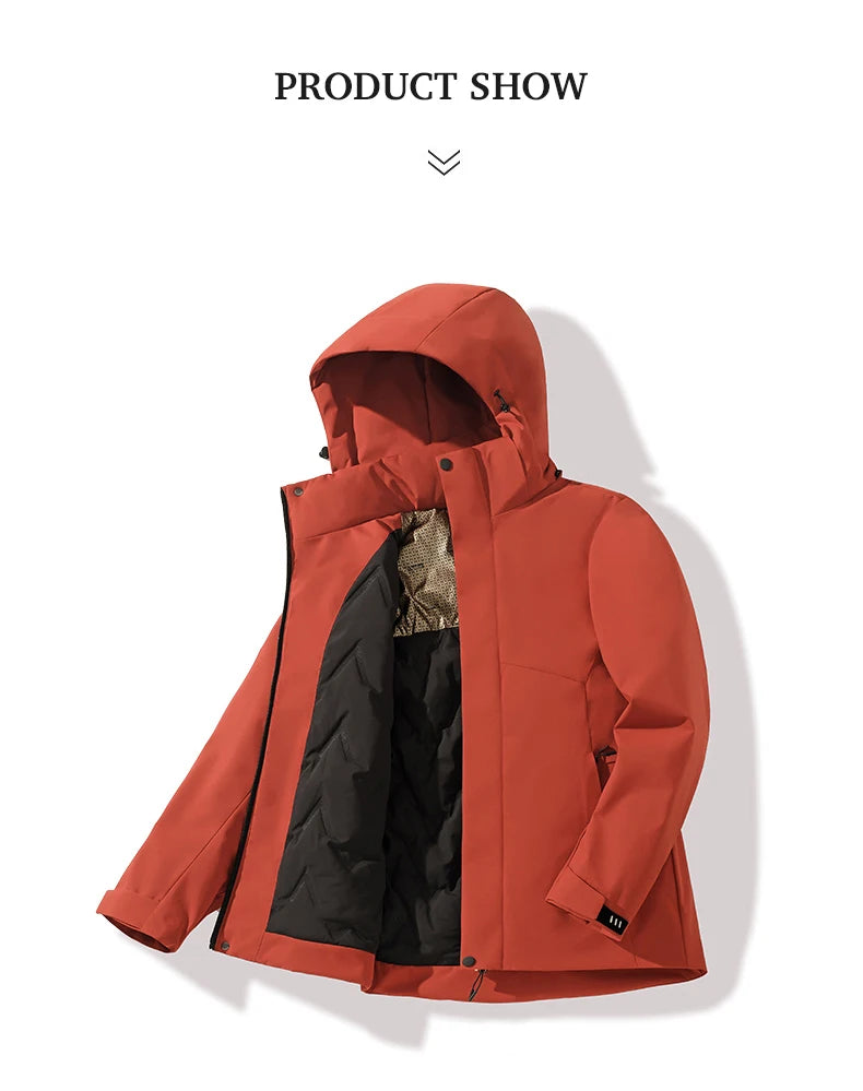 Winter Warm Waterproof Cotton Padded Jacket Men's Hiking Climbing Trekking Skiing Rain Parka Coat Men Windproof Windbreaker Coat