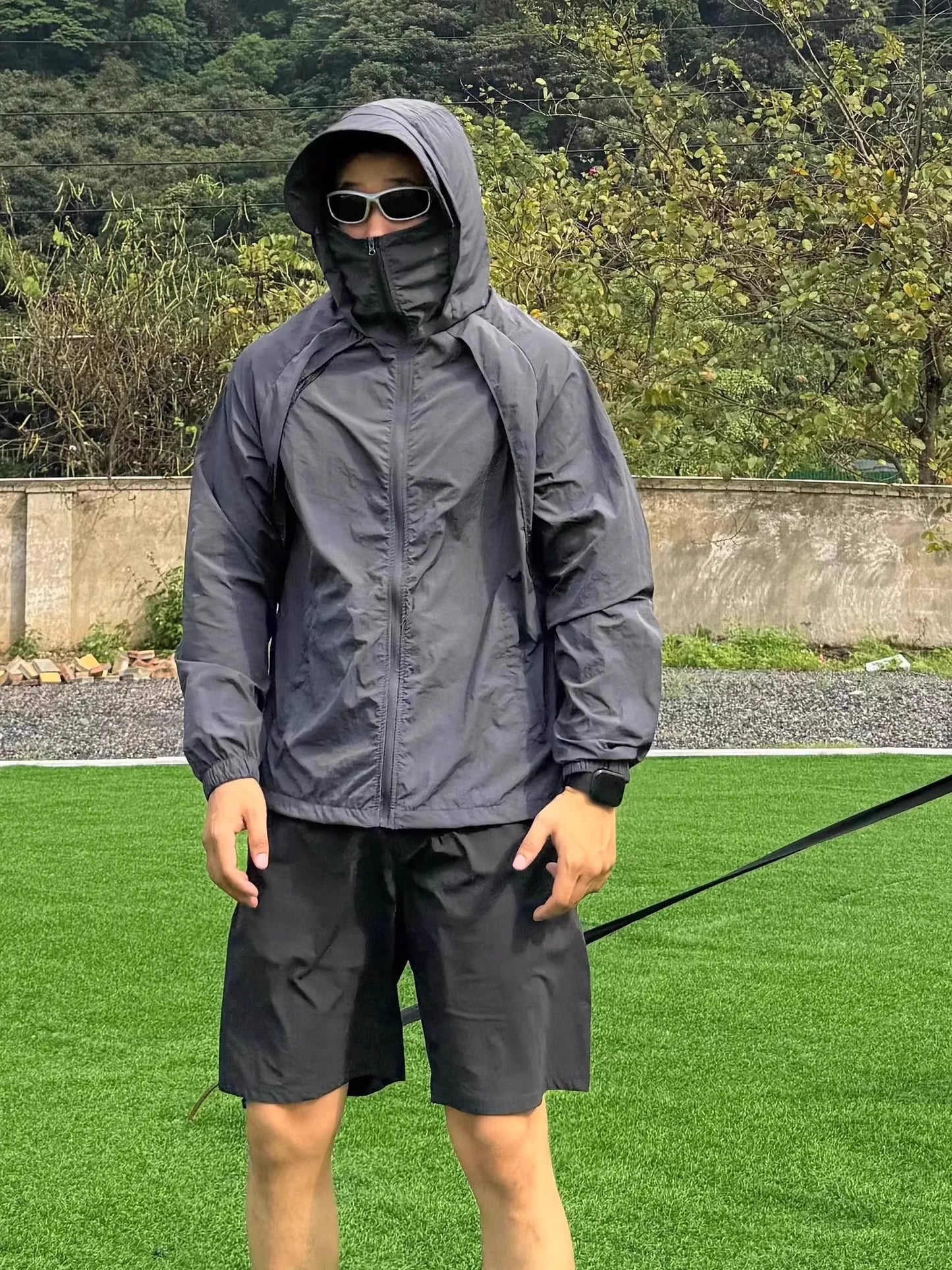 Ice Silk Hated Sun Protection Clothing Men's Summer Thin Breathable Outdoor Climbing Suit Workwear Jaet Loose Fit Casual En...