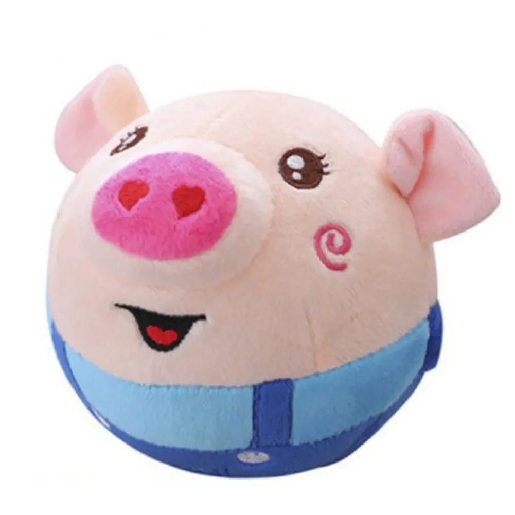 Cartoon Pig Active Moving Pet Plush Toy Washable Talking Moving Dog Ball Toy Pet Bouncing Balls for Dogs Cats