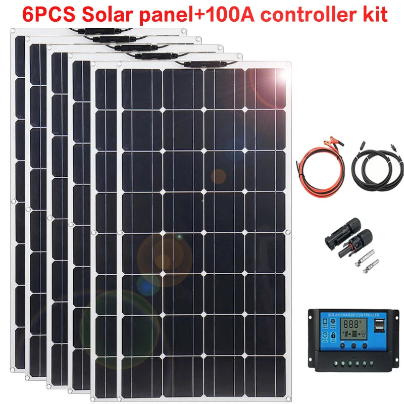 2000W solar panel, 18V flexible solar panel, efficient portable power supply, emergency charging, boat energy vehicle, household