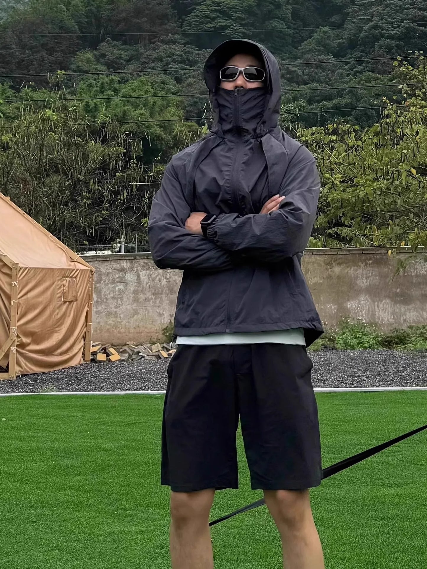 Ice Silk Hated Sun Protection Clothing Men's Summer Thin Breathable Outdoor Climbing Suit Workwear Jaet Loose Fit Casual En...