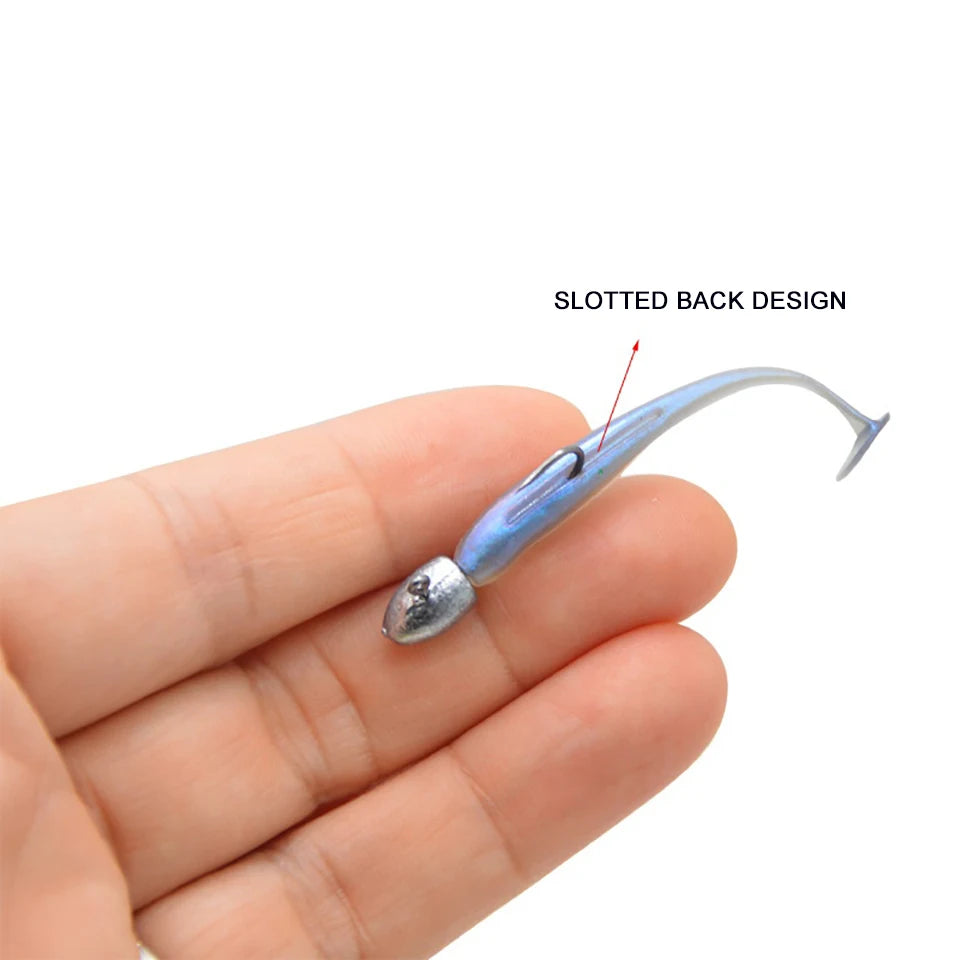 5Pcs/Lot T-tail Soft Fishing Bait Matched With Jig Head Hooks Artificial Wobblers Swimbait Fishing Tackles For Bass Pike Pesca