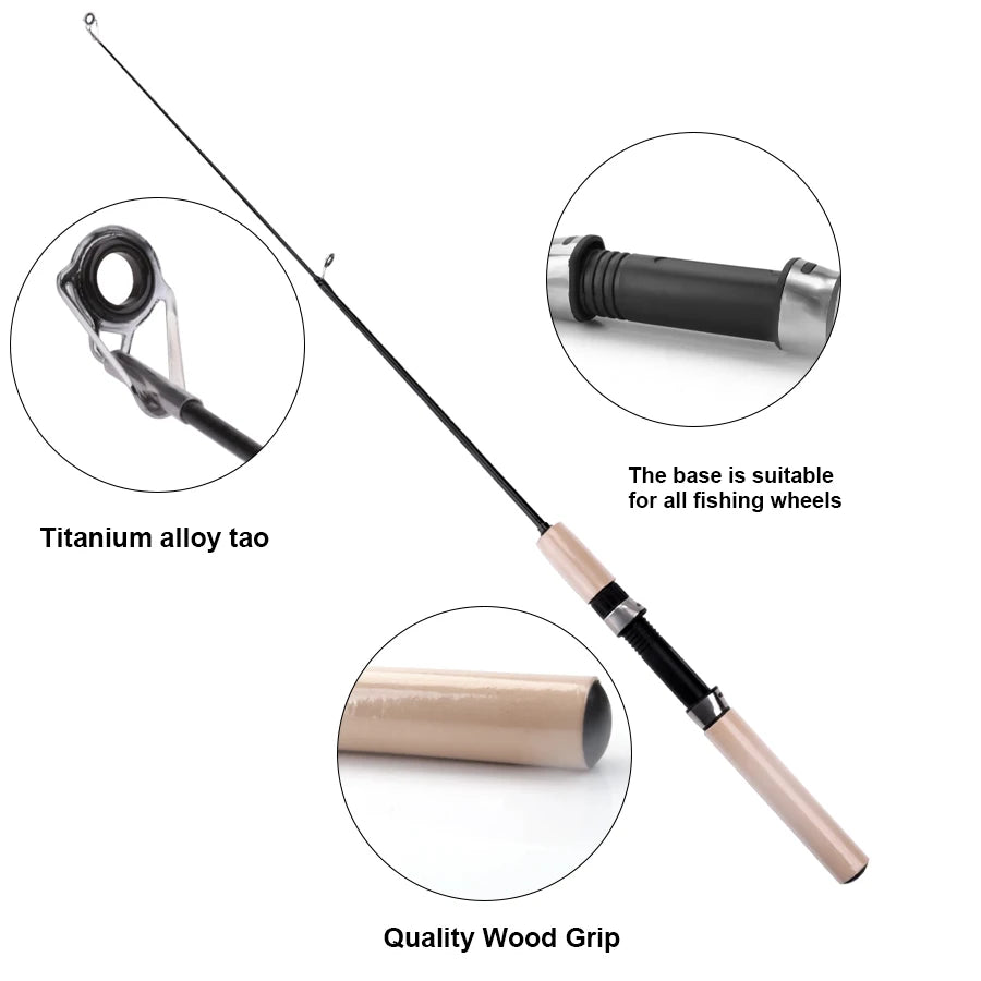 FISH KING Ice Fishing Rod Winter Short Fiber Telescopic Pole Portable Fish Trackle Accessories for Freshwater Saltwater