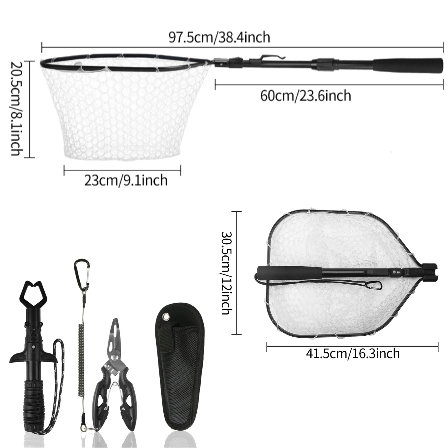 Fishing Tool Kit Fishing Net with Pliers Hook Remover Fish Gripper for Kayak Durable Foldable Fishing Tool Accessories Man Gifts