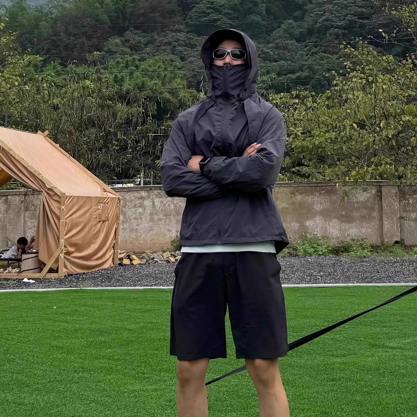 Ice Silk Hated Sun Protection Clothing Men's Summer Thin Breathable Outdoor Climbing Suit Workwear Jaet Loose Fit Casual En...