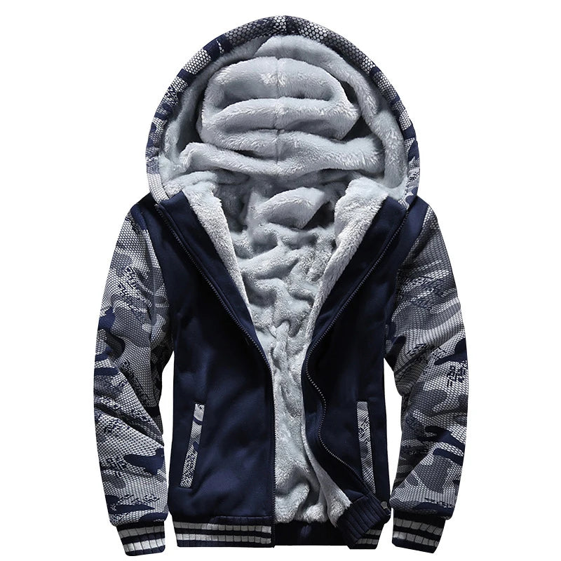 Winter Warm Sherpa Lined Coat for Men Heavyweight Plush Fleece Jackets Outwear Long Sleeve Zip Up Hoodie Sweatshirt Tops Outfits