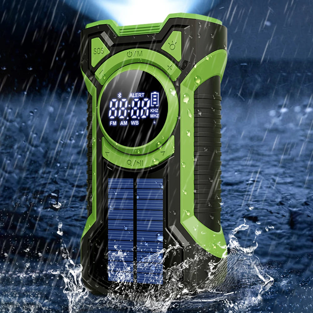 Solar Power Emergency Outdoor Camping AM/FM/NOAA Weather Radio Hand Crank Generator Radio with Flashlight Power Bank SOS Alarm