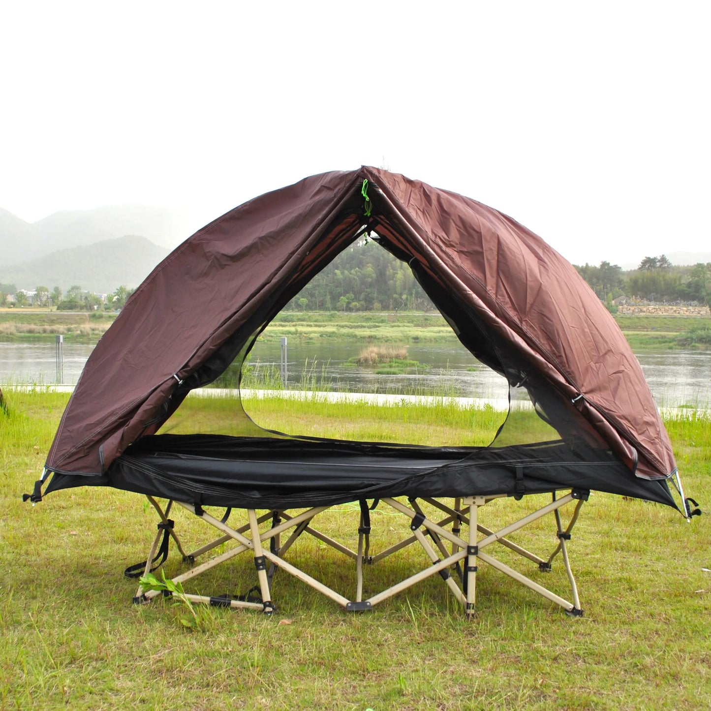 Waterproof and Windproof 1 Person Tent, Camping Tent,Aluminum Pole Backpacking Tent Can Be Cot Bed Tent Not Include the Bed